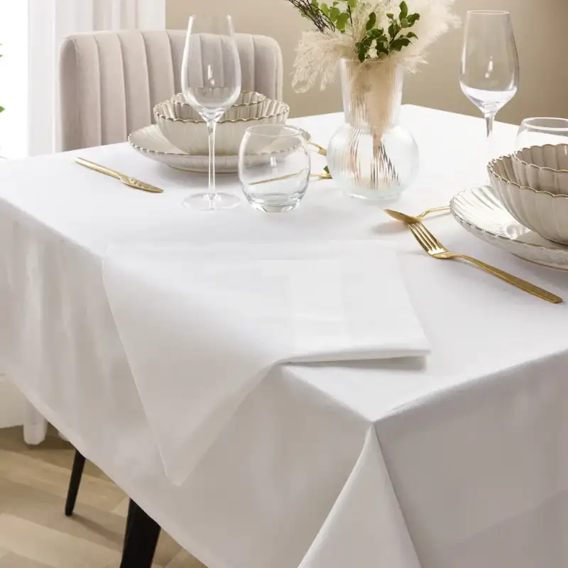 Elegant white table linen at a wedding reception in Bath