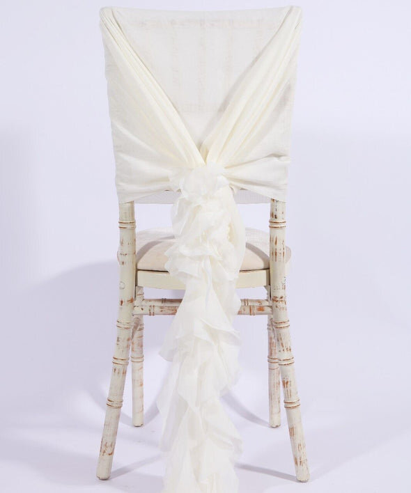 Chiffon Hoods with Ruffles for hire in Bath